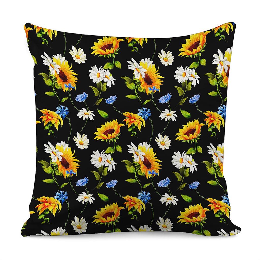 Sunflower Chamomile Pattern Print Pillow Cover