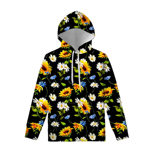 Sunflower Chamomile Pattern Print Pullover Hoodie