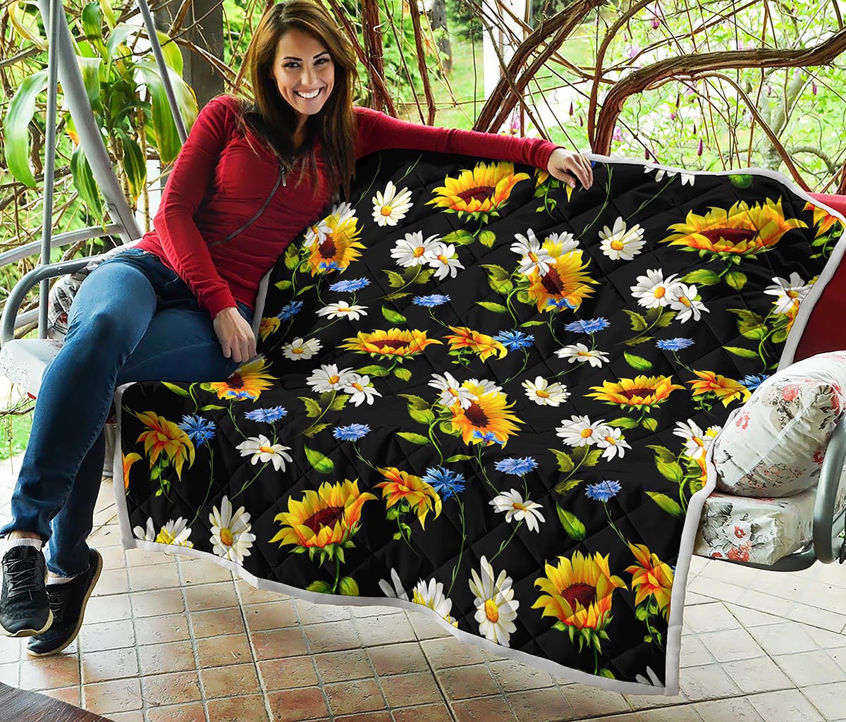 Sunflower Chamomile Pattern Print Quilt