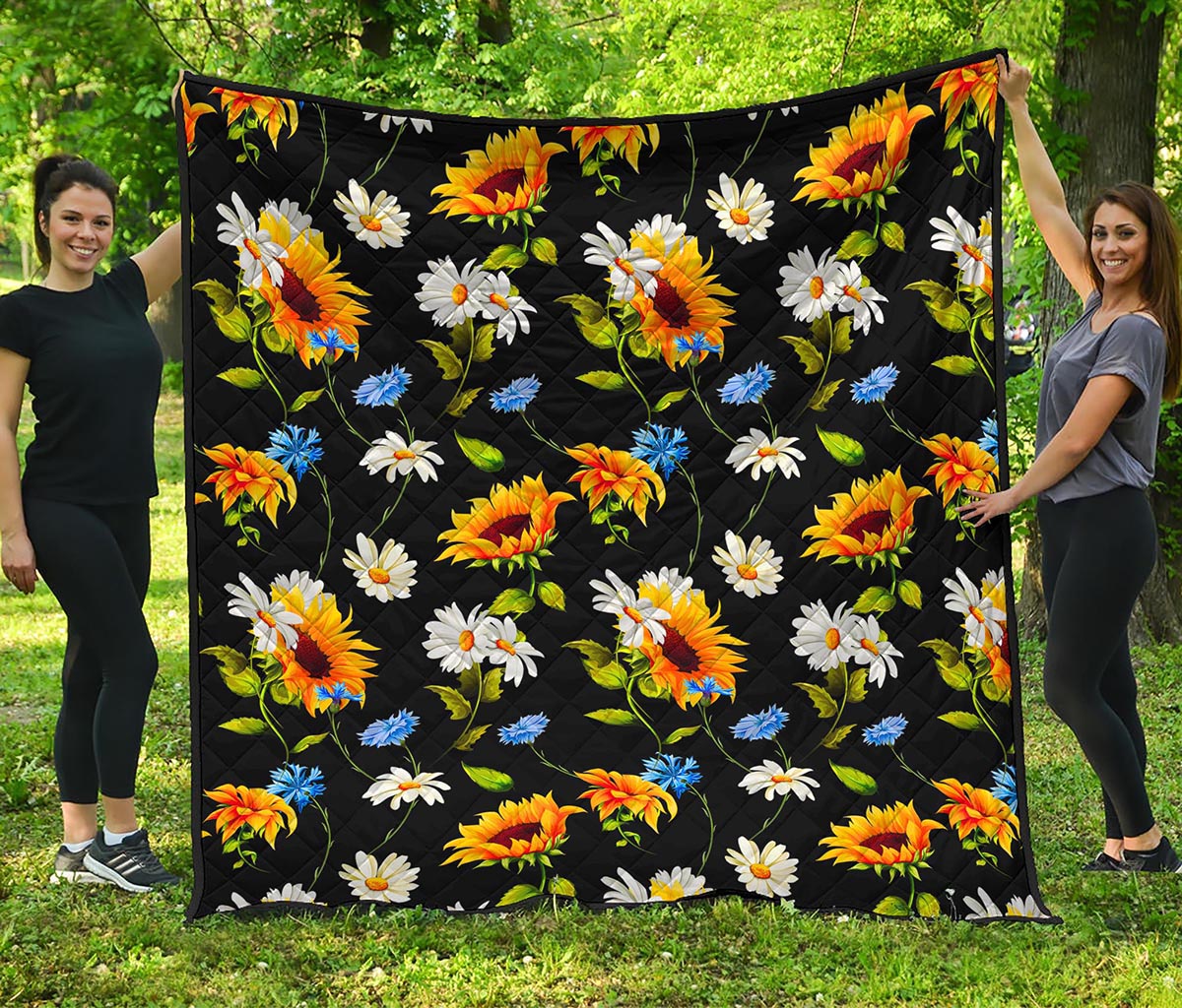 Sunflower Chamomile Pattern Print Quilt