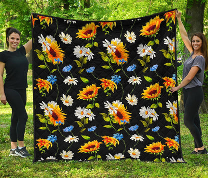 Sunflower Chamomile Pattern Print Quilt