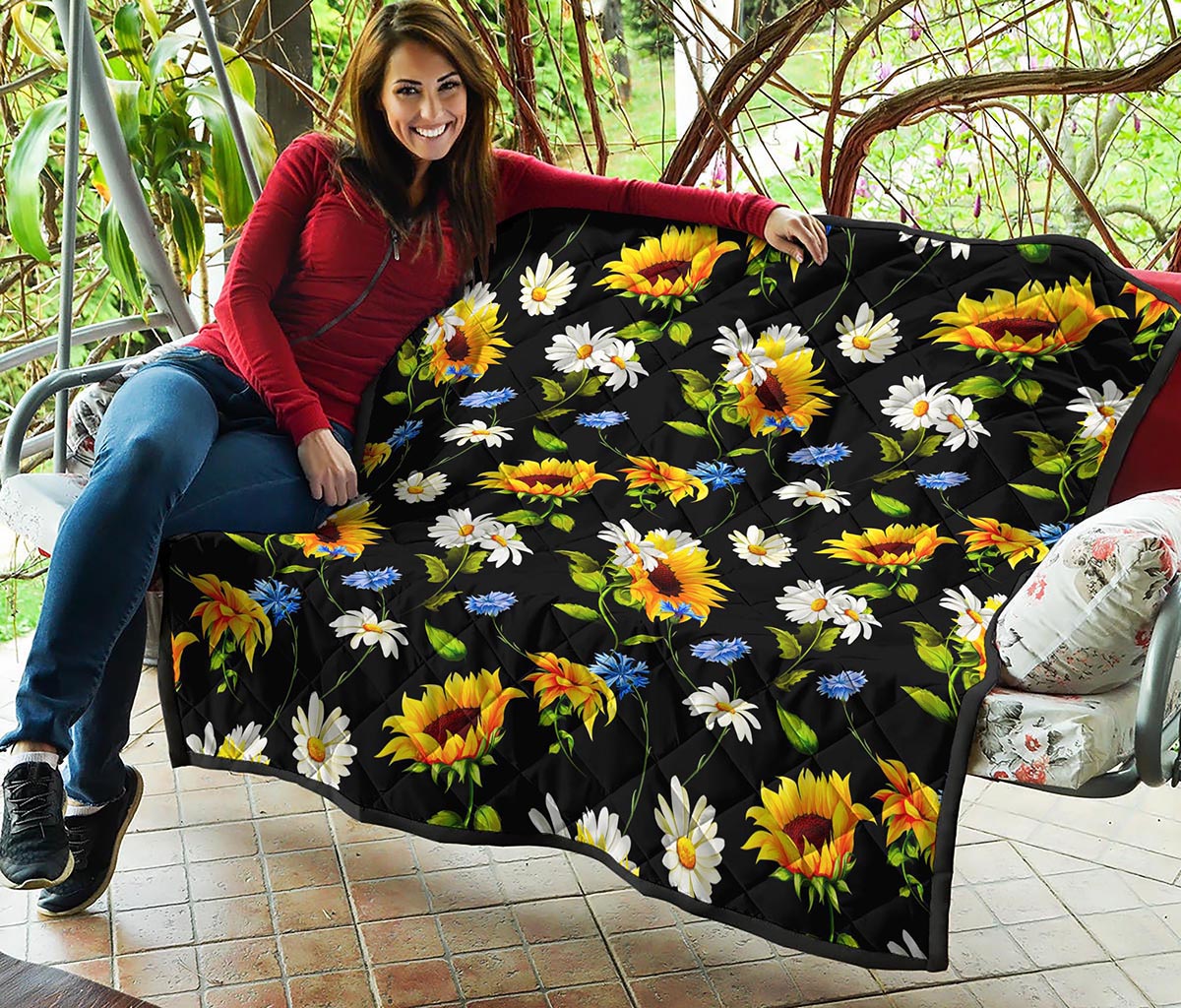 Sunflower Chamomile Pattern Print Quilt