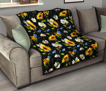 Sunflower Chamomile Pattern Print Quilt