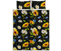 Sunflower Chamomile Pattern Print Quilt Bed Set