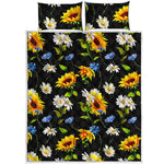 Sunflower Chamomile Pattern Print Quilt Bed Set