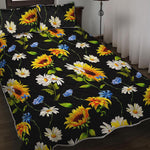 Sunflower Chamomile Pattern Print Quilt Bed Set