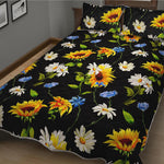Sunflower Chamomile Pattern Print Quilt Bed Set