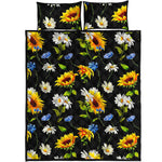 Sunflower Chamomile Pattern Print Quilt Bed Set