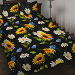 Sunflower Chamomile Pattern Print Quilt Bed Set