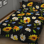 Sunflower Chamomile Pattern Print Quilt Bed Set