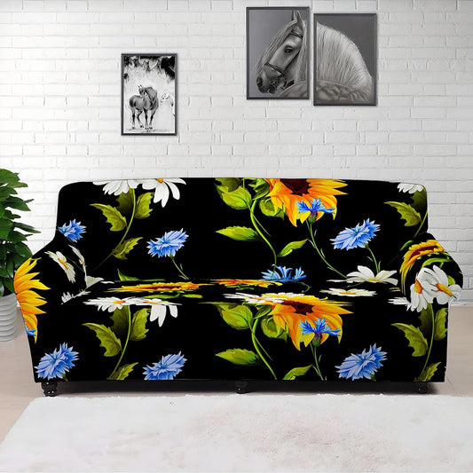 Sunflower Chamomile Pattern Print Sofa Cover