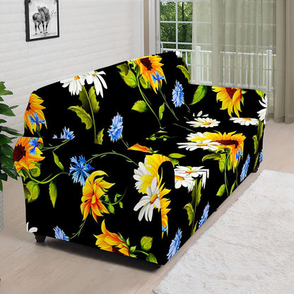 Sunflower Chamomile Pattern Print Sofa Cover