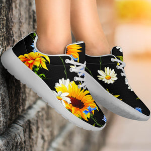 Sunflower Chamomile Pattern Print Sport Shoes GearFrost