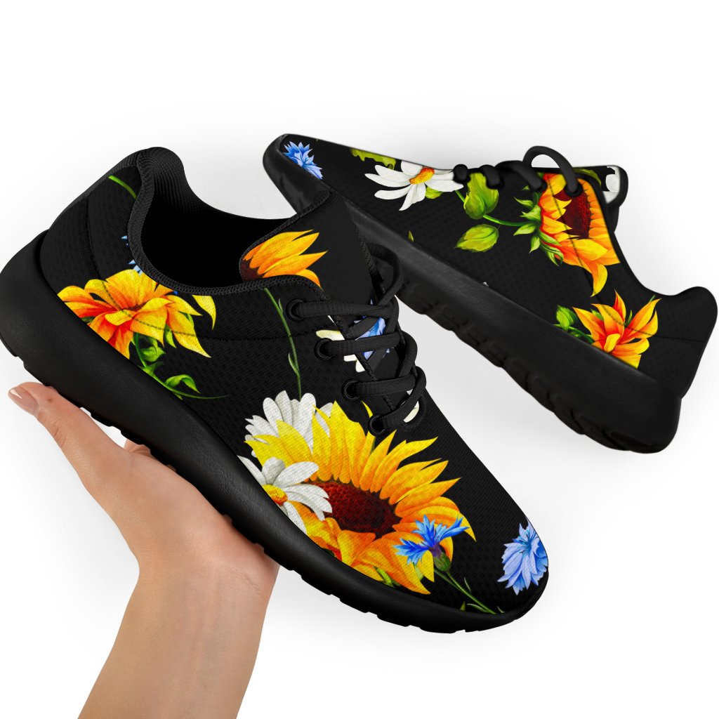 Sunflower Chamomile Pattern Print Sport Shoes GearFrost