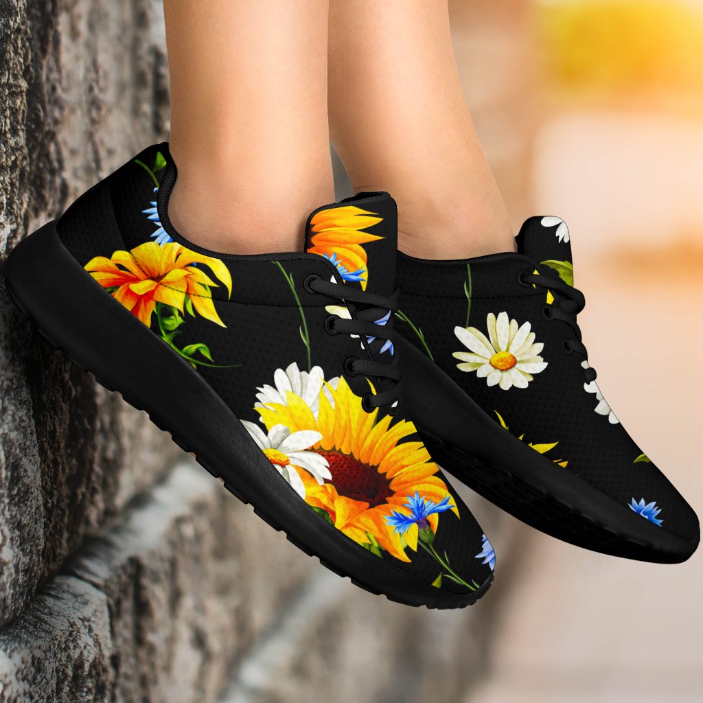 Sunflower Chamomile Pattern Print Sport Shoes GearFrost