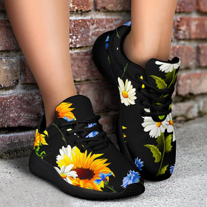 Sunflower Chamomile Pattern Print Sport Shoes GearFrost