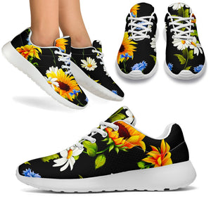 Sunflower Chamomile Pattern Print Sport Shoes GearFrost