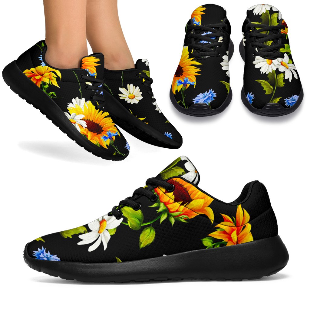 Sunflower Chamomile Pattern Print Sport Shoes GearFrost