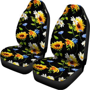 Sunflower Chamomile Pattern Print Universal Fit Car Seat Covers
