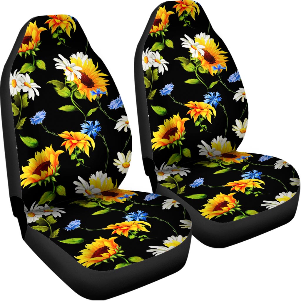 Sunflower Chamomile Pattern Print Universal Fit Car Seat Covers