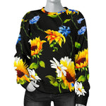 Sunflower Chamomile Pattern Print Women's Crewneck Sweatshirt GearFrost