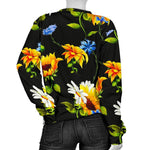 Sunflower Chamomile Pattern Print Women's Crewneck Sweatshirt GearFrost