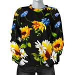 Sunflower Chamomile Pattern Print Women's Crewneck Sweatshirt GearFrost
