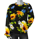 Sunflower Chamomile Pattern Print Women's Crewneck Sweatshirt GearFrost