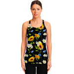 Sunflower Chamomile Pattern Print Women's Racerback Tank Top
