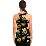 Sunflower Chamomile Pattern Print Women's Racerback Tank Top