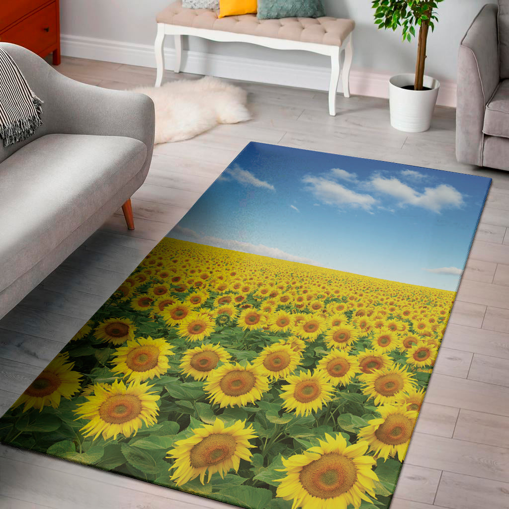 Sunflower Field Print Area Rug