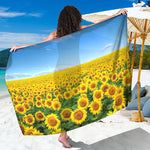 Sunflower Field Print Beach Sarong Wrap