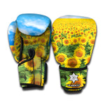 Sunflower Field Print Boxing Gloves