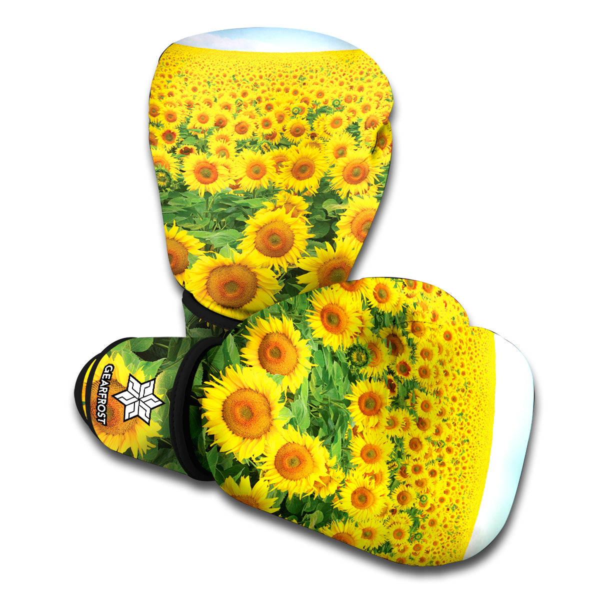 Sunflower Field Print Boxing Gloves