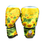 Sunflower Field Print Boxing Gloves