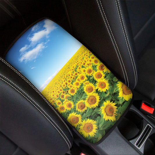Sunflower Field Print Car Center Console Cover