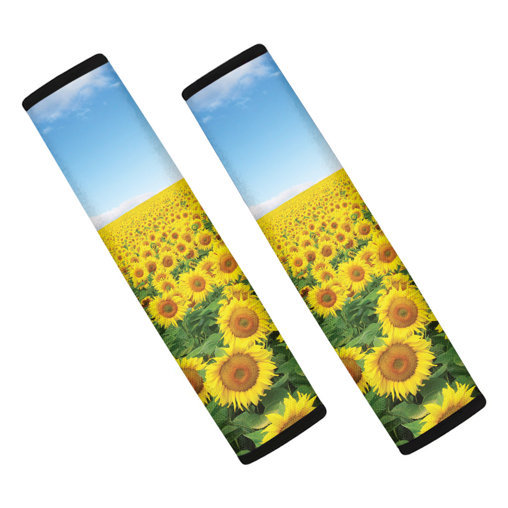 Sunflower Field Print Car Seat Belt Covers