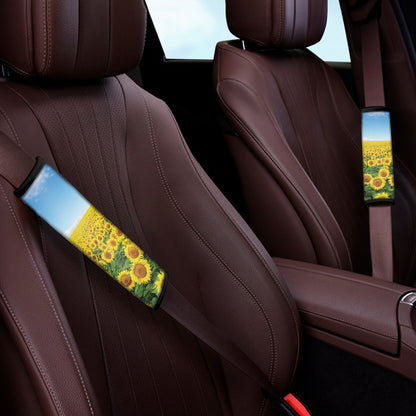 Sunflower Field Print Car Seat Belt Covers
