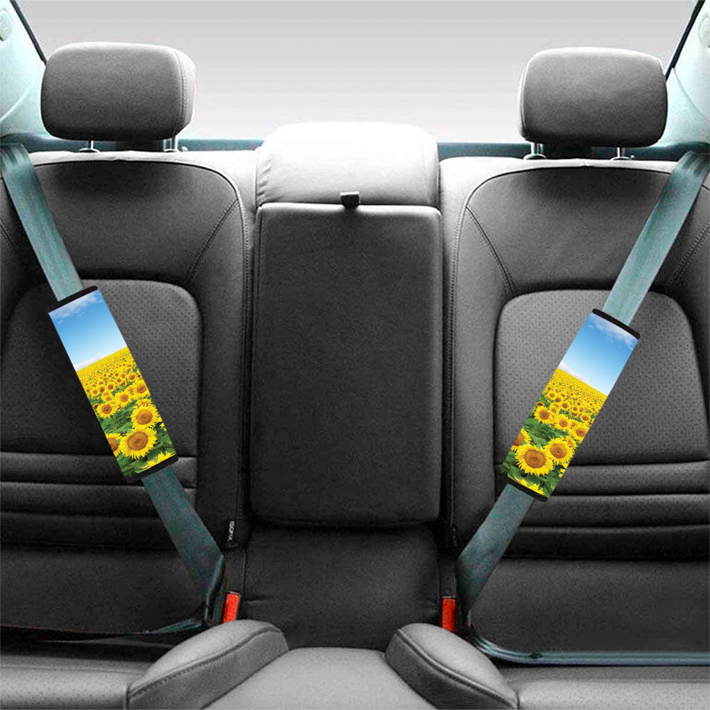 Sunflower Field Print Car Seat Belt Covers