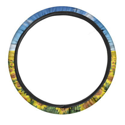 Sunflower Field Print Car Steering Wheel Cover