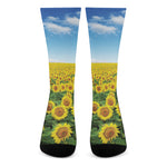 Sunflower Field Print Crew Socks