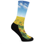 Sunflower Field Print Crew Socks