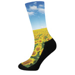 Sunflower Field Print Crew Socks