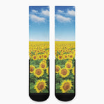 Sunflower Field Print Crew Socks