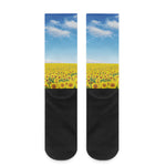 Sunflower Field Print Crew Socks