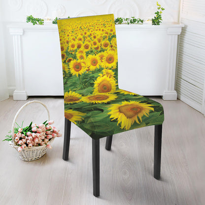 Sunflower Field Print Dining Chair Slipcover