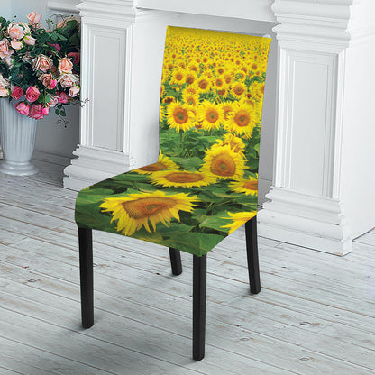 Sunflower Field Print Dining Chair Slipcover