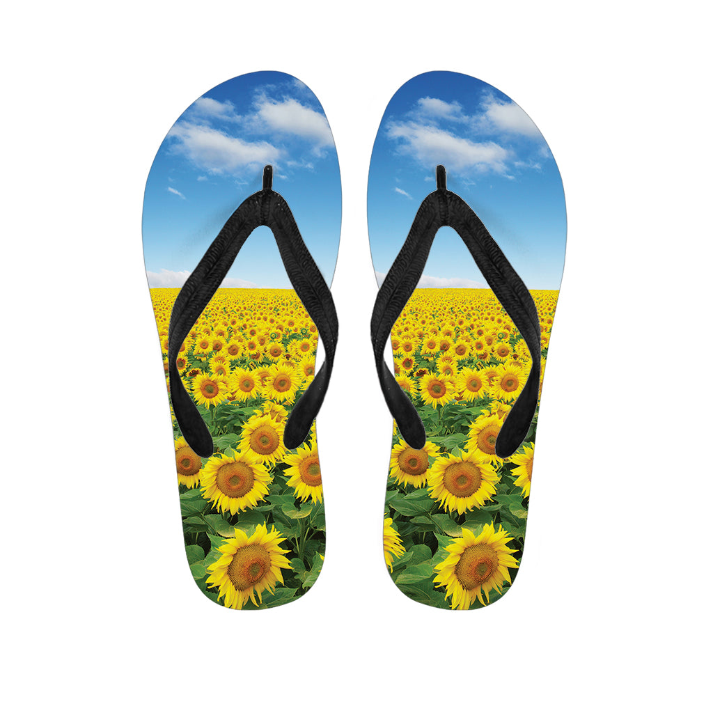 Sunflower Field Print Flip Flops