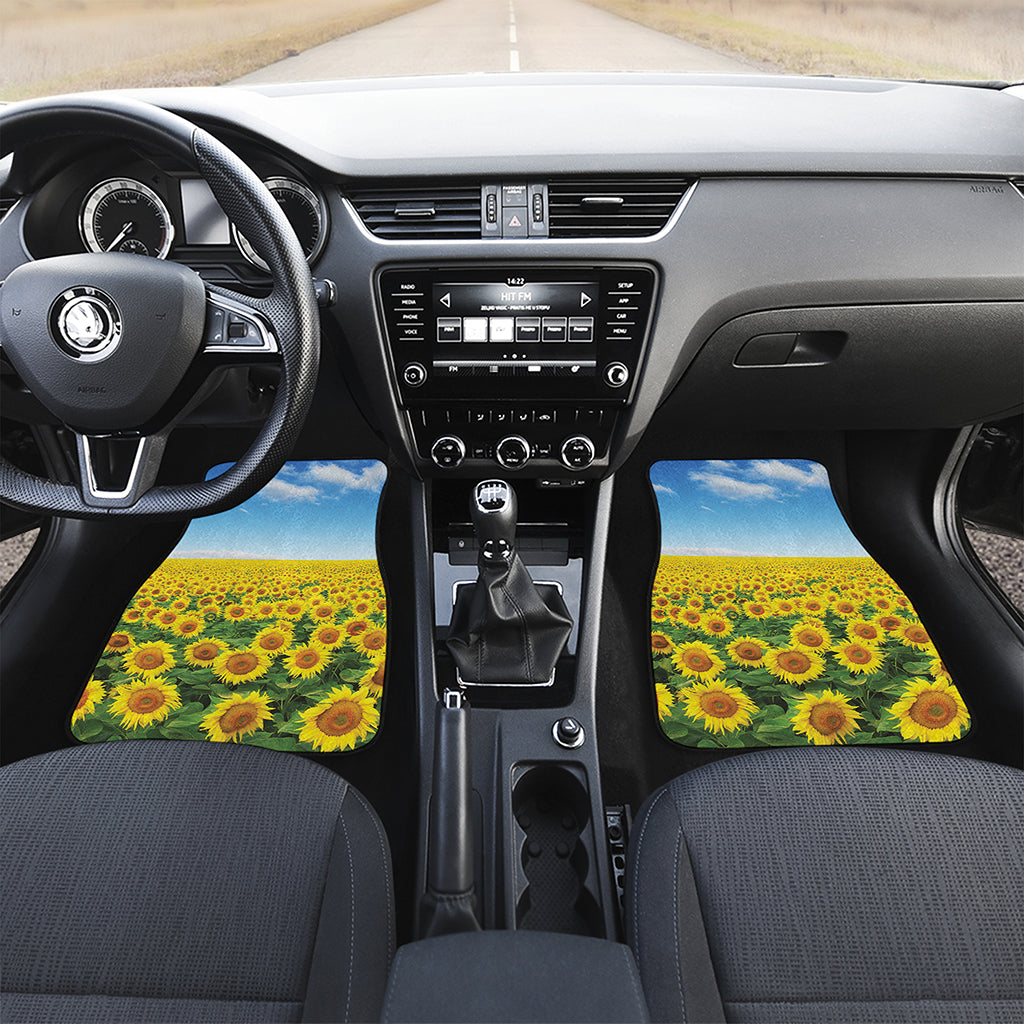 Sunflower Field Print Front and Back Car Floor Mats