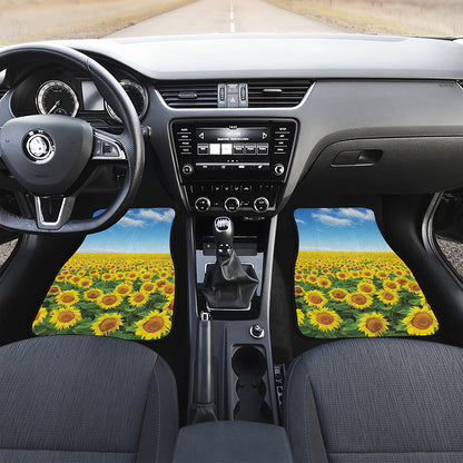 Sunflower Field Print Front and Back Car Floor Mats